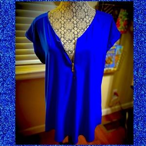 Beautiful Blue Express Zip Down Front Blouse